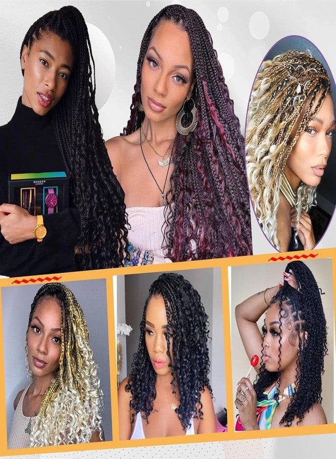 Beverlee Goddess Box Braids Crochet Hair 8 Inch 8 Packs Bob Bohemian Crochet Braids Curly Ends Messy Pre-looped Synthetic Curly Hair for Women - Image 5